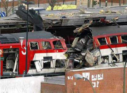 Estado en el que quedó el tren de la estación de El Pozo tras el atentado del 11-M.