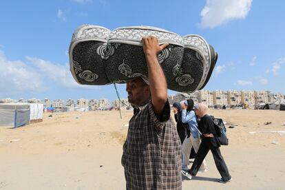 Palestino desplazado del campo de refugiados de Jan Yunis.