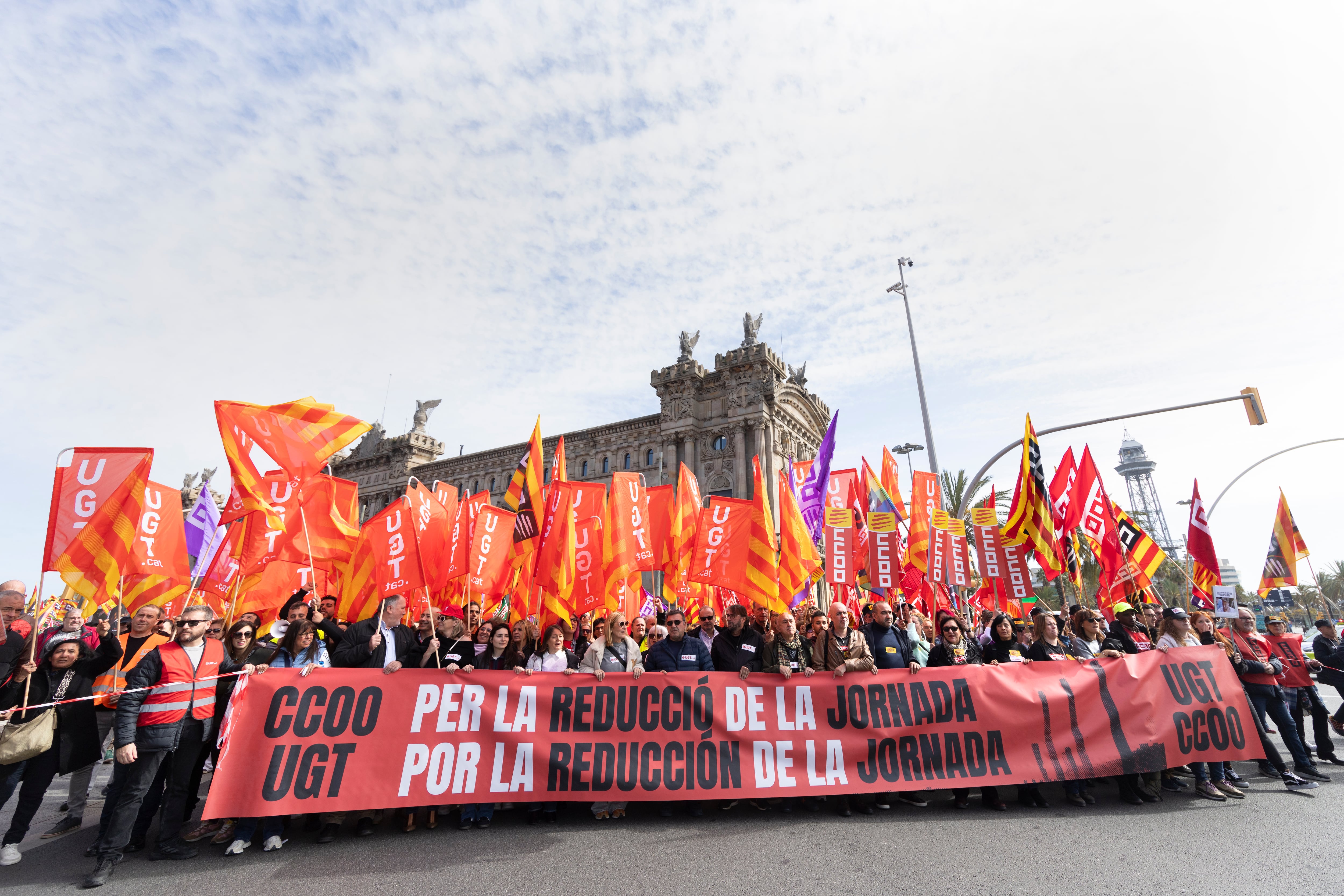 Movilización por la reducción de la jornada, el 4 de marzo en Barcelona.