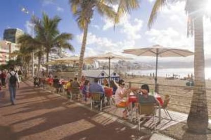 Una terraza en Playa Grande, en Las Palmas de Gran Canaria.