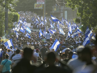 Manifestación contra el régimen de Daniel Ortega el 23 de abril de 2018 en Daniel Ortega, en Managua (Nicaragua).