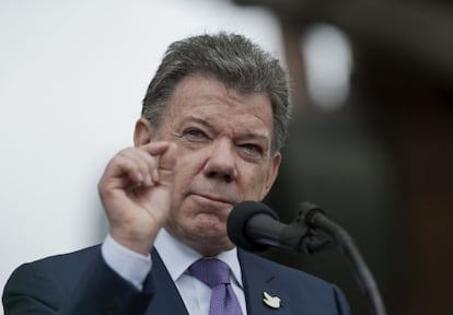 El presidente Juan Manuel Santos, durante un discurso. 