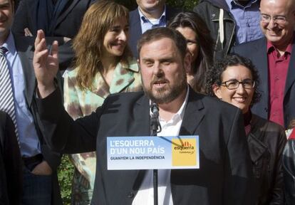 El líder de ERC, Oriol Junqueras, en un acto de campaña.