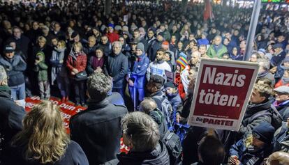 Manifestación en Frankfurt después del atentado a Hanau (Alemania).