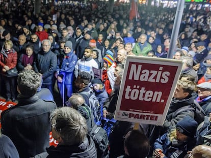 Manifestación en Frankfurt después del atentado a Hanau (Alemania).