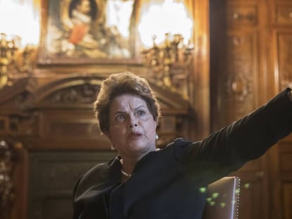 A ex-presidenta brasileira Dilma Rousseff, nesta terça-feira em Casa América de Madri.