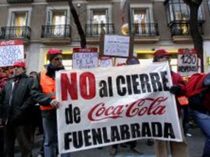 Protestas de trabajadores de la planta de Coca-Cola en Fuenlabrada.