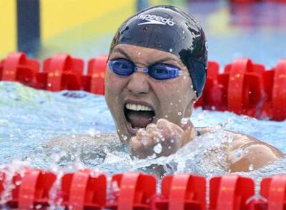 Zhang Lin celebra el miércoles su medalla de oro, con plusmarca mundial incluida, en 800 metros libre.