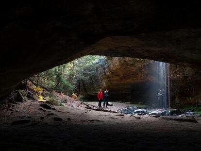 Vista de Cueva Serena en la localidad de Duruelo de la Sierra, en la comarca de Pinares, Soria.