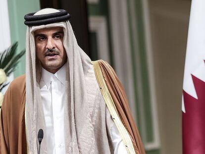 El emir de Qatar, Tamim Bin Hamad Al Thani, en enero del año pasado en Irán.