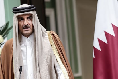 El emir de Qatar, Tamim Bin Hamad Al Thani, en enero del año pasado en Irán.