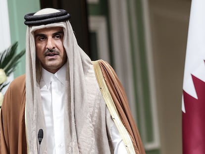 El emir de Qatar, Tamim Bin Hamad Al Thani, en enero del año pasado en Irán.