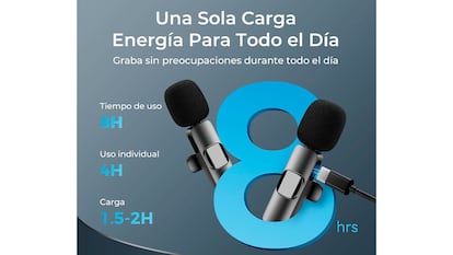 Micrófono de solapa sobre fondo blanco.
