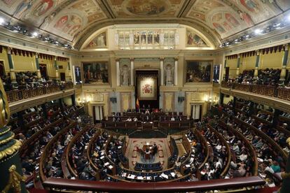 El hemiciclo del Congreso durante el discurso de investidura de Mariano Rajoy. 