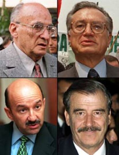 De izquierda a derecha, y de arriba abajo, Luis Echevarría, Manuel Bartlett, Carlos Salinas de Gortari y Vicente Fox.