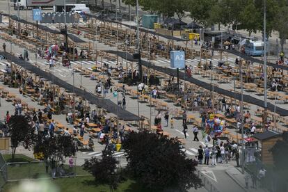 Zona de restauración al aire libre situada en el Ifema, el pasado mayo.