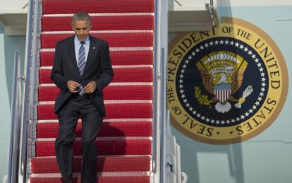 Obama, este jueves al volver a Washington desde Austin.