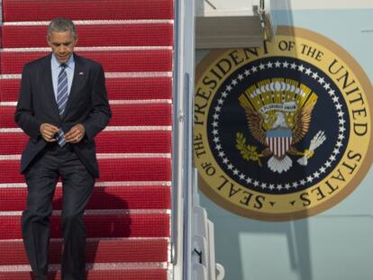 Obama, nesta quinta-feira, ao voltar de Austin para Washington.