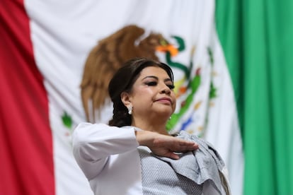 Clara Brugada toma protesta como Jefa de Gobierno de Ciudad de México el 5 de octubre 2024 en el Congreso capitalino.