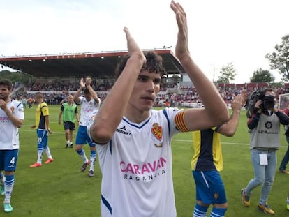 Vallejo, tras ganar al Girona en las semifinales del ascenso a Primera.