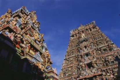 Detalhe do exterior do templo de Kapaleeshwara, em Chennai (Índia).
