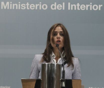 La directora general de Política Interior, Cristina Díaz, durante su comparecencia.