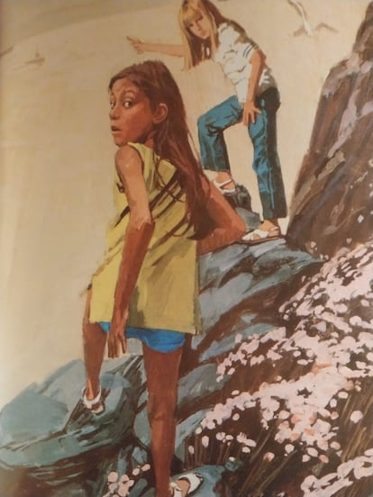 Lucy y Dolly en una ilustración Noiquet para 'Aventura en el mar', de Enid Blyton, en la edición de Editorial Molino.