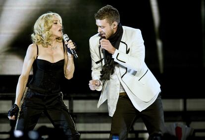 Madonna y Justin Timberlake, en un concierto en 2008.