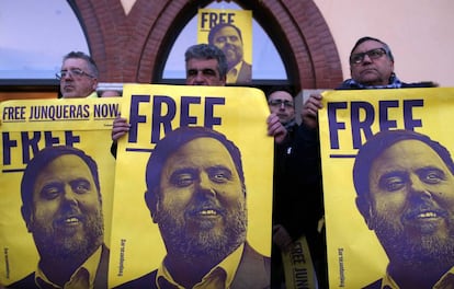 Protesta por el encarcelamiento de Oriol Junqueras.