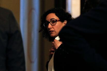 Marta Rovira a su llegada al Parlament de Cataluña, el 22 de marzo. 