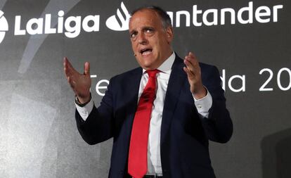 El presidente de LaLiga, Javier Tebas, el pasado lunes.