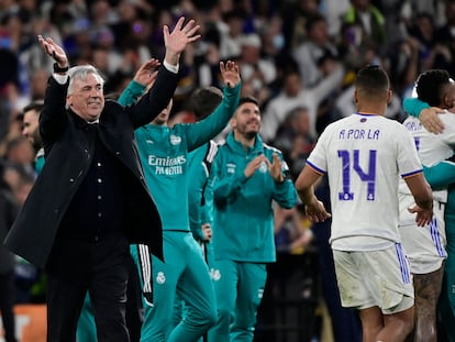 Champions League: Ancelotti celebra el triunfo ante el Manchester City en el Santiago Bernabéu
