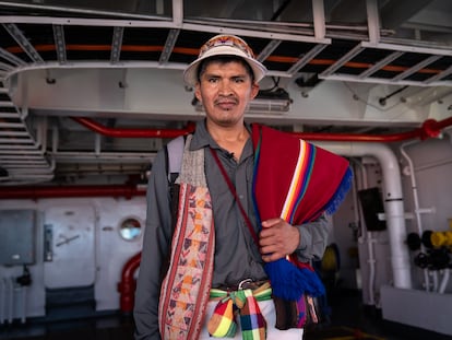 Samuel Flores, en el buque 'ARC Caribe', de la Armada de Colombia,el 23 de febrero  en Cartagena.