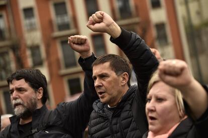 Otegi, en un acto por la amnist&iacute;a de los presos de ETA, el pasado domingo. 