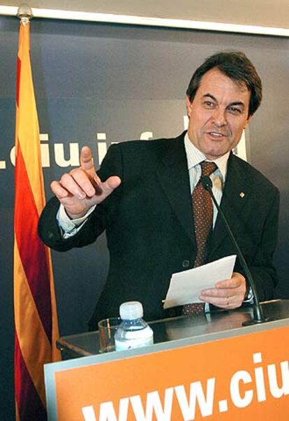 El presidente de CiU, Artur Mas, ayer en Barcelona.