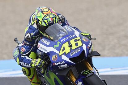 Valentino Rossi, durante la sesión de clasificación del GP de España.