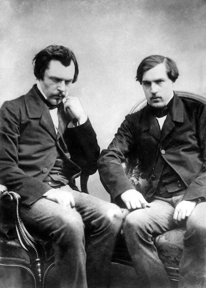 Edmond y Jules de Goncourt, fotografiados por Nadar en torno a 1855. 