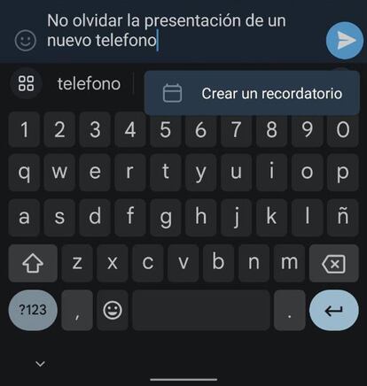 Crear recordatorio en Telegram