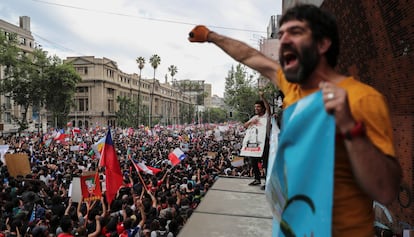 La manifestación de este viernes, en Santiago de Chile.