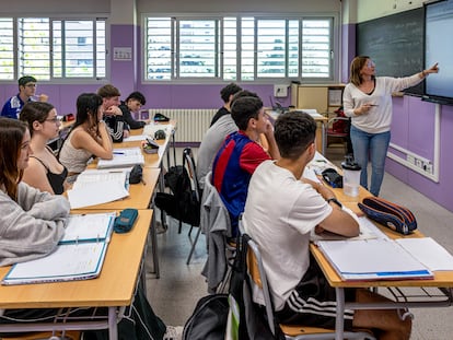 Una clase en el instituto público Serpis, de Valencia, en mayo.