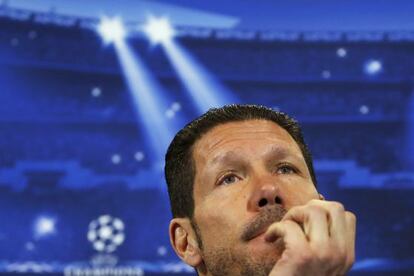 Simeone, este lunes en rueda de prensa.