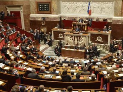 La Asemblea Nacional Francesa durante el discurso de Manuel Valls, este martes en Paris.