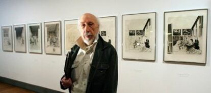 El artista Richard Hamilton en la presentación de su exposición en el Museo del Prado sobre la serie de dibujos que dedicó a 'Las Meninas' de Picasso, en 2010.