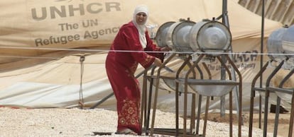 Una refugiada siria en el campo jordano de Kaatari.