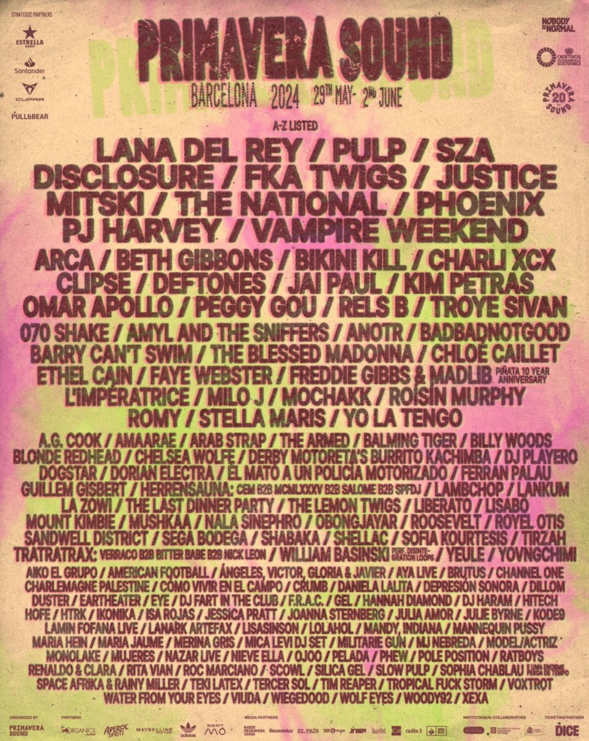 Primavera Sound 2024 anuncia su cartel completo: Lana del Rey, SZA, PJ  Harvey o Pulp | Cultura | EL PAÍS