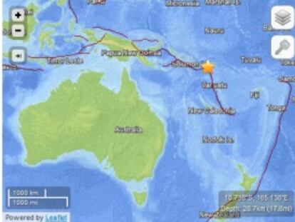 Localización del terremoto.