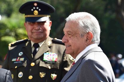 El presidente Andrés Manuel López Obrador y Luis Cresencio Sandoval González, secretario de la Defensa Nacional