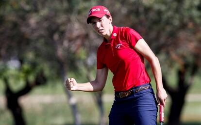 La golfista navarra Carlota Ciganda, este domingo en la última jornada del  Estrella Damm Mediterranean Ladies Open.