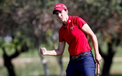 La golfista navarra Carlota Ciganda, este domingo en la última jornada del Estrella Damm Mediterranean Ladies Open.
