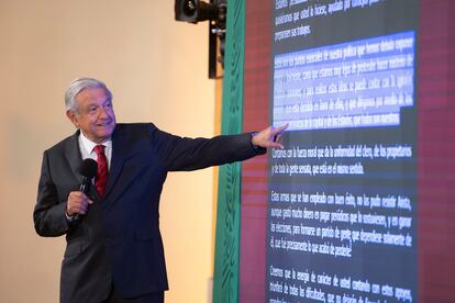 El presidente Andrés Manuel López Obrador, durante su conferencia de prensa